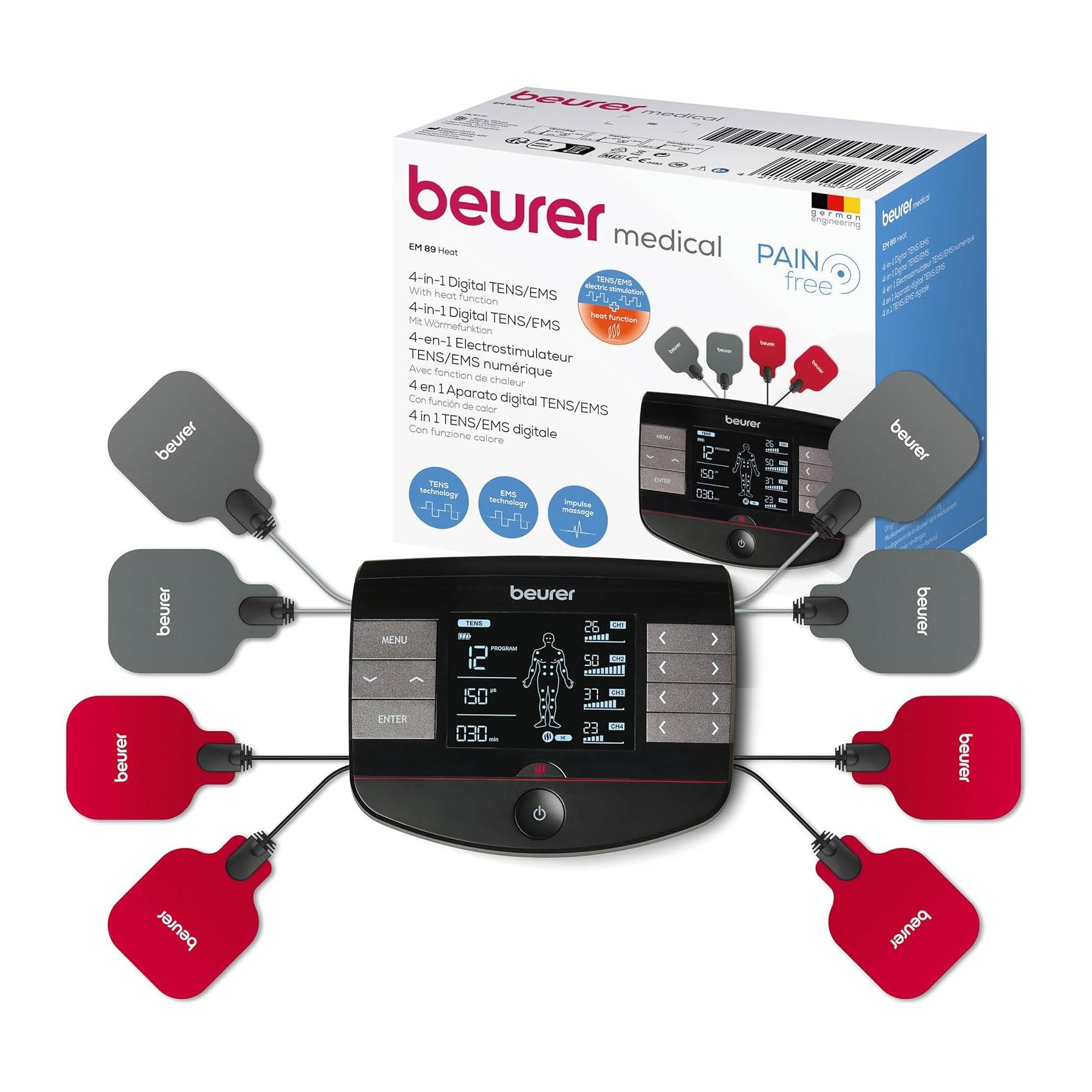 Electroestimulador Beurer EM 89 TENS/EMS 4 Em 1 com Calor e 8 Eletrodos