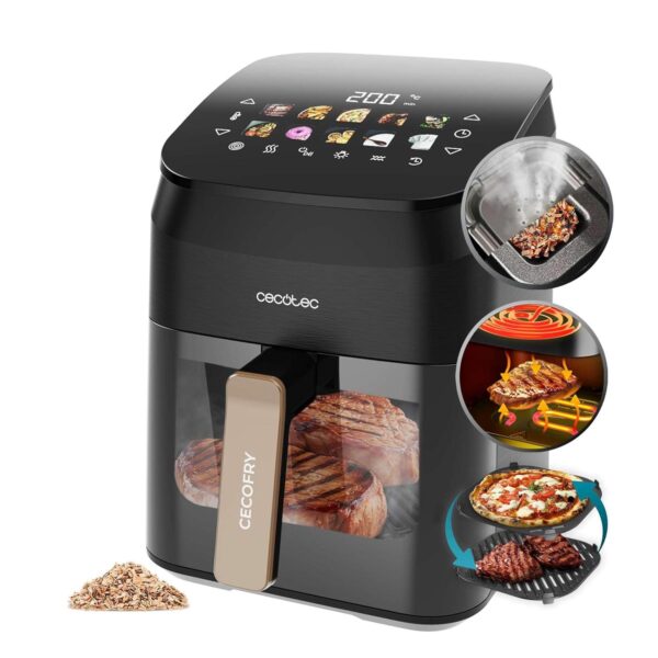 Air Fryer 4,5L Cecotec Cecofry&Grill Smokin 4500 1900 W com Resistencia Dupla e Ahumador