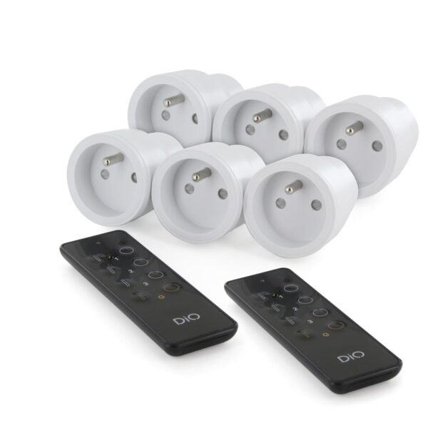 Kit de 6 Tomadas Inteligentes DiO Connected Home com 2 Controlo Remotos 3 Canais DiO 1.00