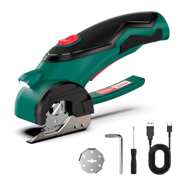 Tesoura Elétrica HYCHIKA 4 V com Cortador Rotativo 300 RPM e LED para Vários Materiais
