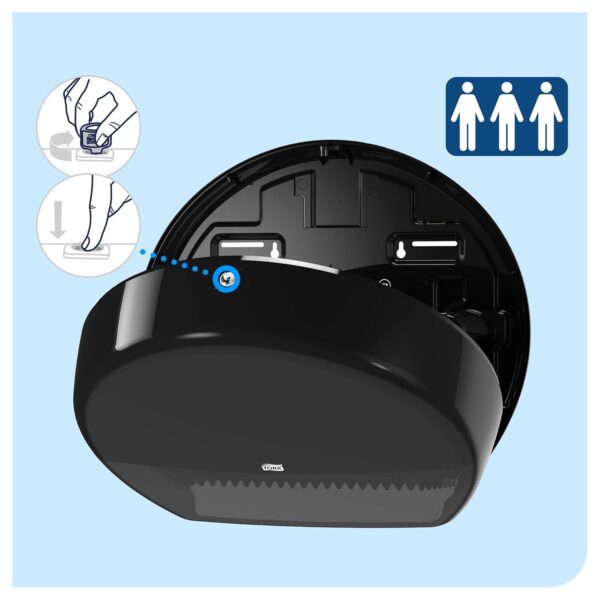 Dispensador de Papel Higiénico Tork Jumbo Elevation Sistema T1 Negro com Chave