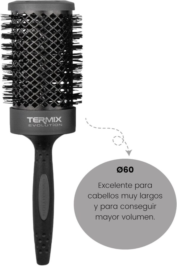 Escova Redonda Termix Evolution Plus com Tubo Cerâmico para Cabelos Grossos 6 cm Preto