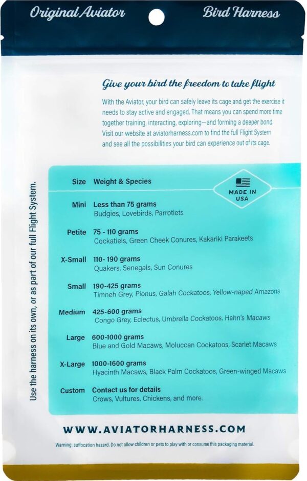 Arnês para Papagaio /Aves Pequeno Preto