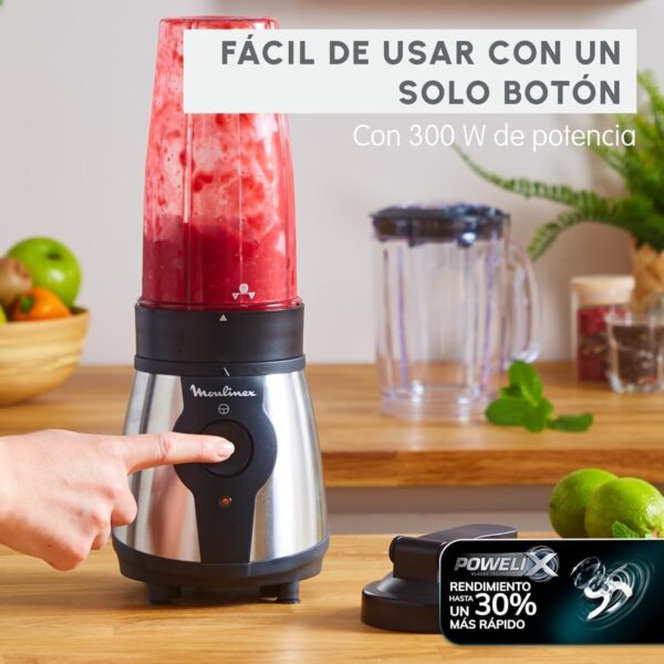 Liquidificadora Moulinex Blend&Go 300 W Jarra 1.3 L Garrafa Plástico 750 Ml Inox LM1B1D