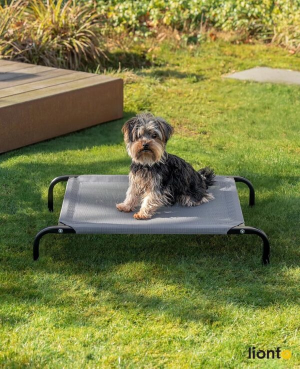 (75x47 cm) Cama Elevada para Cães Lionto Em Textilene Cinza
