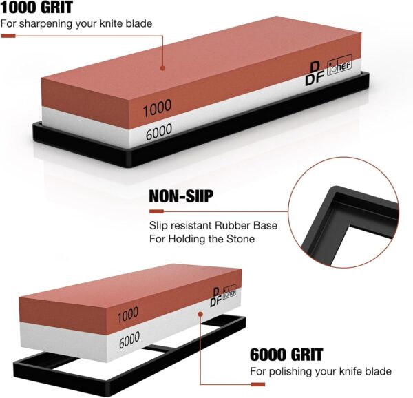 Pedra de Afiar DDF IohEF Grão 1000/6000 Afiador de Facas 2-em-1 com Base Antideslizante
