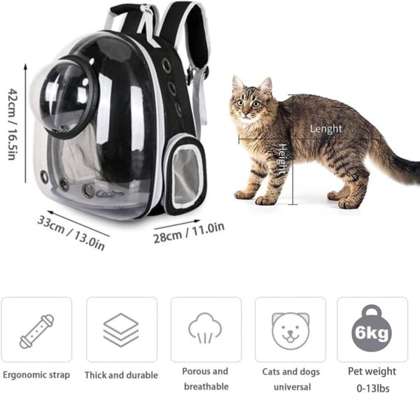 Mochila Cápsula Espacial para Animais Sipobuy Resistente Ao Calor e Transpirável Transparente Preto