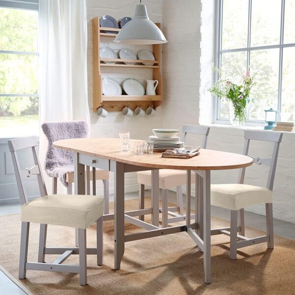 4 Capas Elásticas para Cadeiras de Jantar Design Jacquard Laváveis - Creme