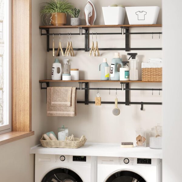 Cabide de Parede 8 Ganchos e Prateleira Estilo Industrial VASAGLE LCR103B01