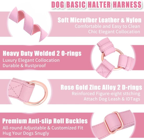 Arnês Couro Macio para Cão M Rosa