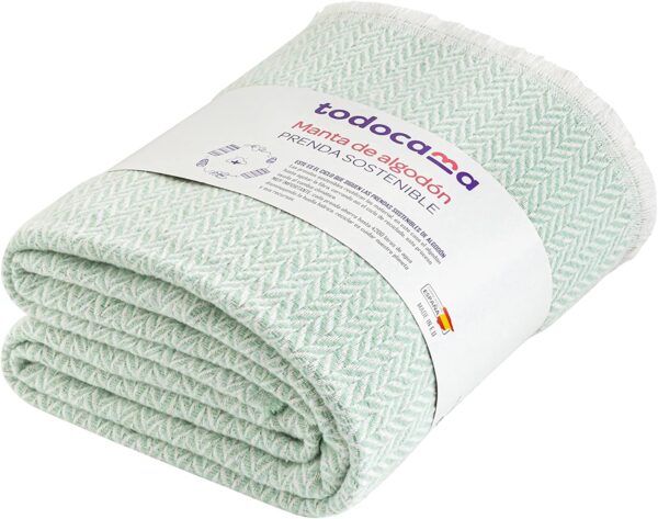 (180x240 cm) Manta de Algodão Extra Suave Verde Mint Todocama