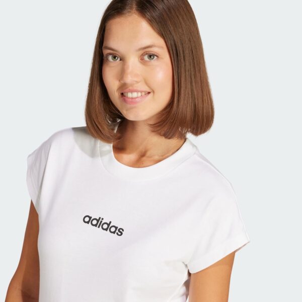 (L) T-shirt de Algodão Adidas Essentials para Mulher Linear Corte Ajustado - Preto/Branco