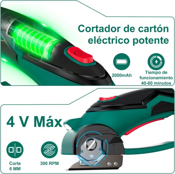 Tesoura Elétrica HYCHIKA 4 V com Cortador Rotativo 300 RPM e LED para Vários Materiais
