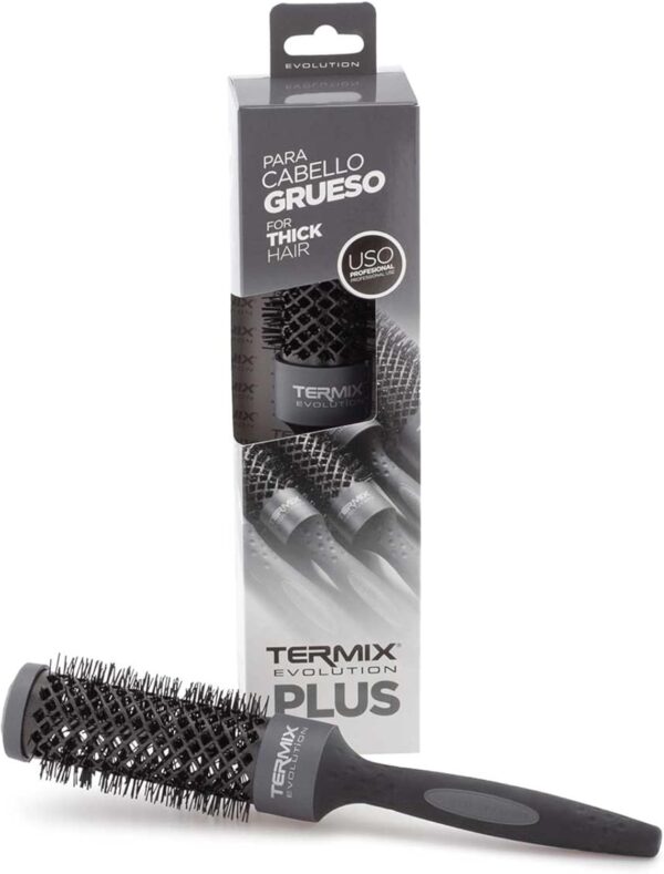 Escova Redonda Termix Evolution Plus com Tubo Cerâmico para Cabelos Grossos 6 cm Preto