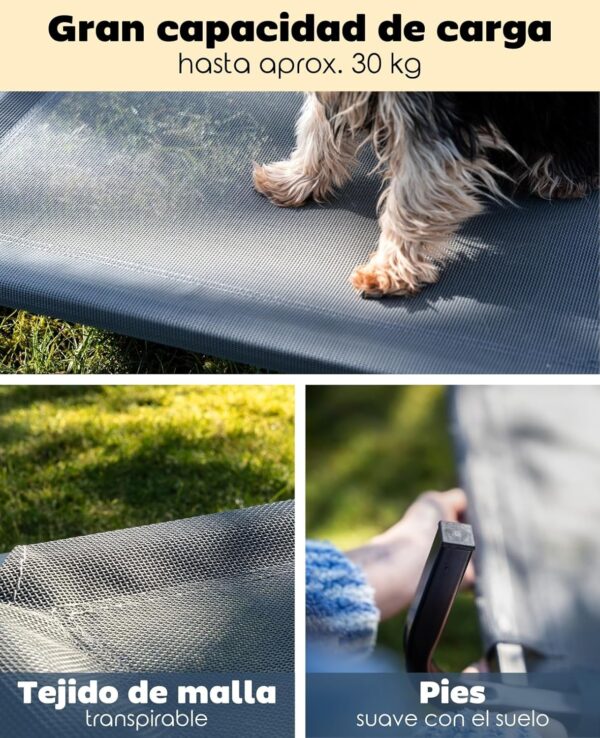 (75x47 cm) Cama Elevada para Cães Lionto Em Textilene Cinza