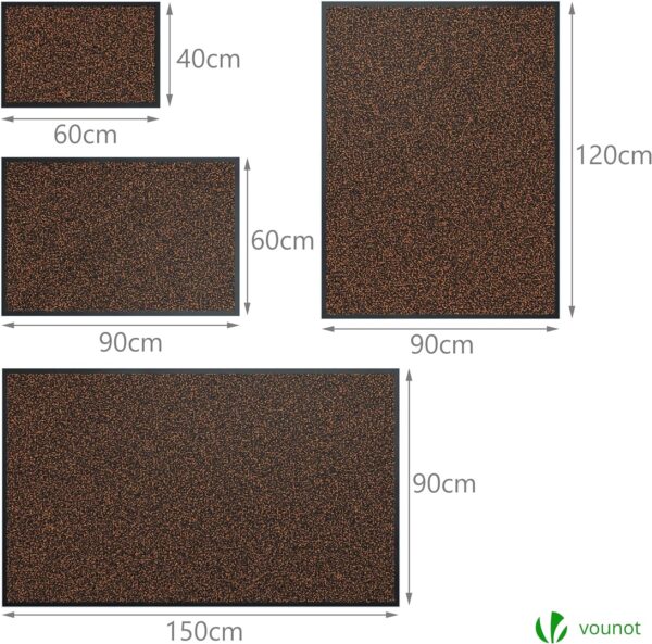 (40x60 cm)Jogo de 2 Tapetes de Entrada VOUNOT® Impermeáveis Antiderrapantes Laváveis Marrom-Preto