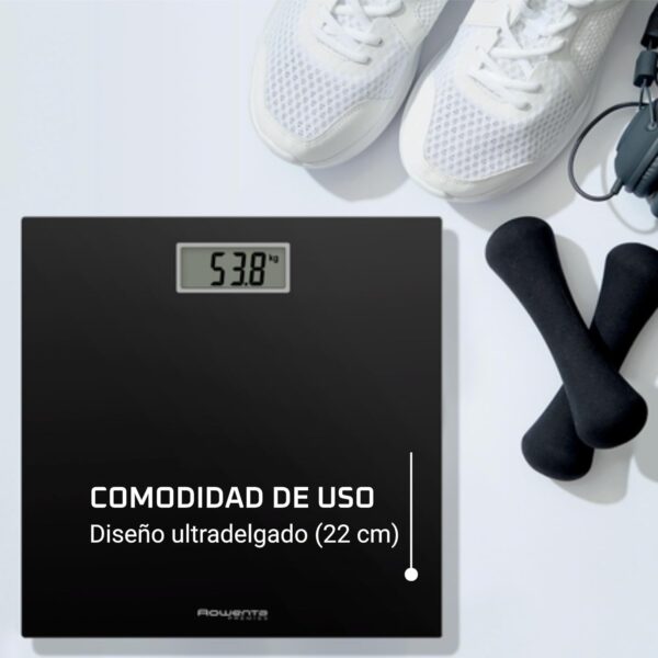 Balança de Casa de Banho Rowenta Premiss com Ecrã LCD Design Fino Até 150 Kg Preto