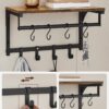 Cabide de Parede 8 Ganchos e Prateleira Estilo Industrial VASAGLE LCR103B01