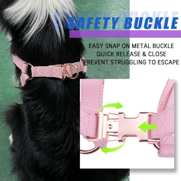 Arnês Couro Macio para Cão M Rosa