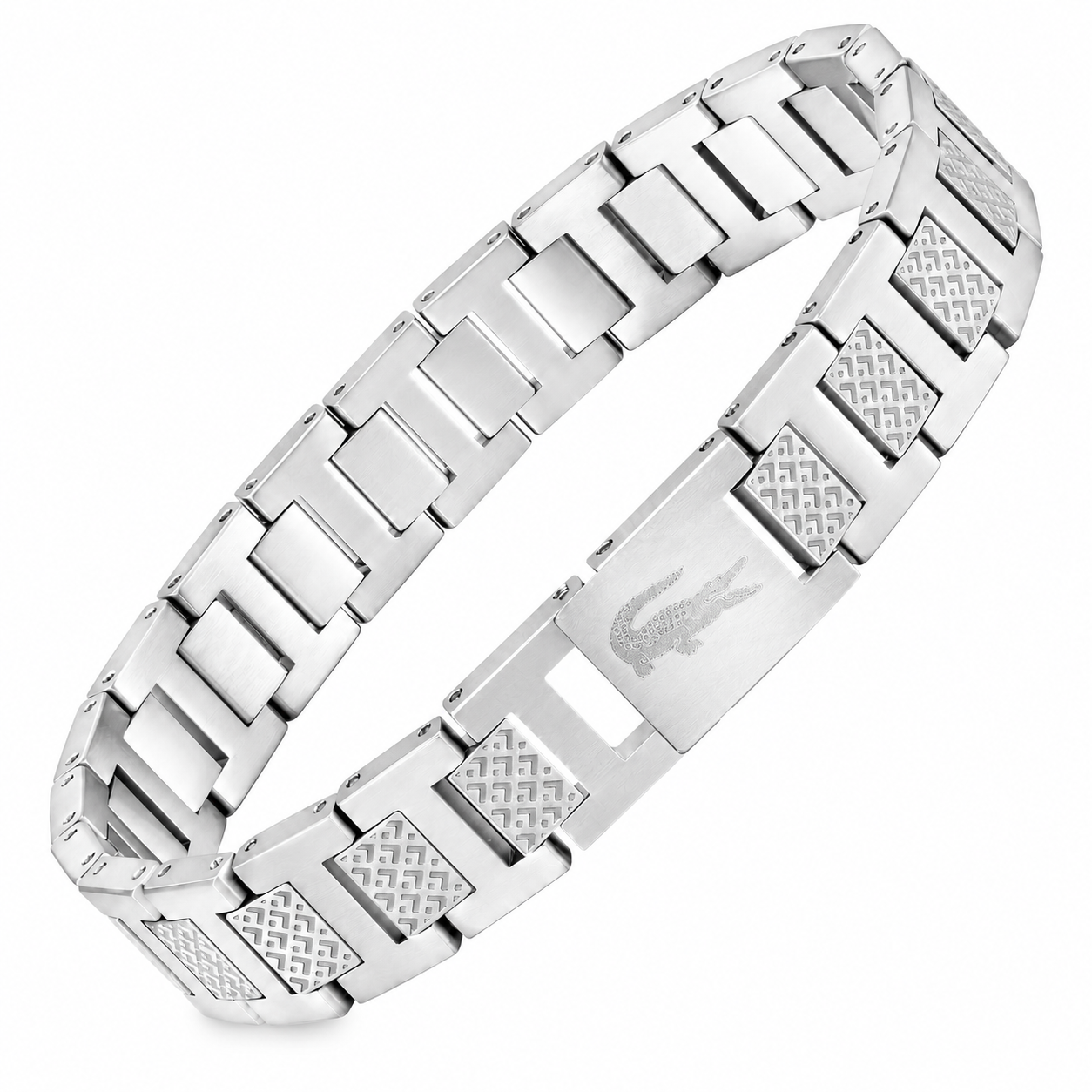 Pulseira em Aço Inoxidável com Detalhe Crocodilo e Estilo Desportivo Icónico 12mm x 21,5 cm