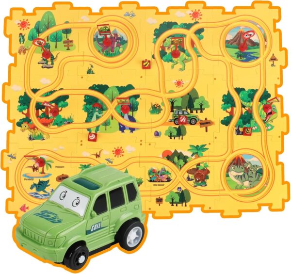 D226X0001_1775340251155_6 Pista de Carros Educativa com Carro Elétrico Dinossauros e Floresta para Crianças 50 Peças