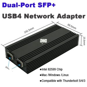 Adaptador de Rede SFP+ 2 Portas 10G Thunderbolt 3 Kalea-Informatique Intel 82599