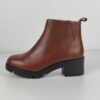 (37) Botins Camper Wanda K400228 Salto Quadrado em Pele - Castanho