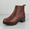 (37) Botins Camper Wanda K400228 Salto Quadrado em Pele - Castanho