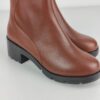 (37) Botins Camper Wanda K400228 Salto Quadrado em Pele - Castanho