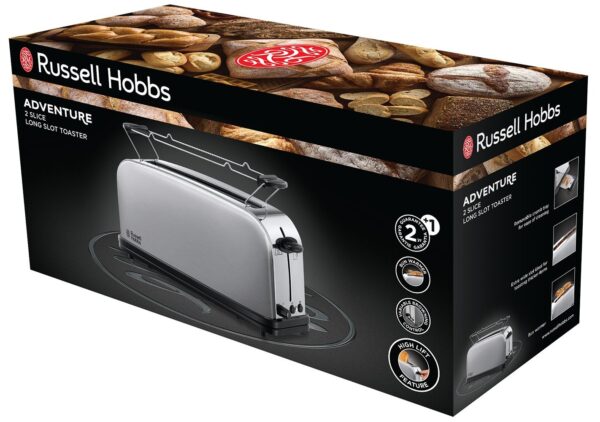 Torradeira Ranhura Longa e Larga 2 Fatias Russell Hobbs Adventure 21396-56 Inox