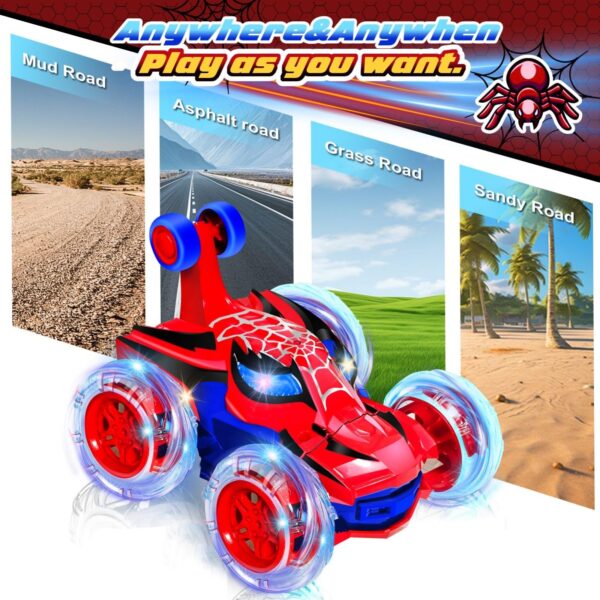 Carro Telecomandado Spider Monster Stunt 360° com Luzes LED - Vermelho