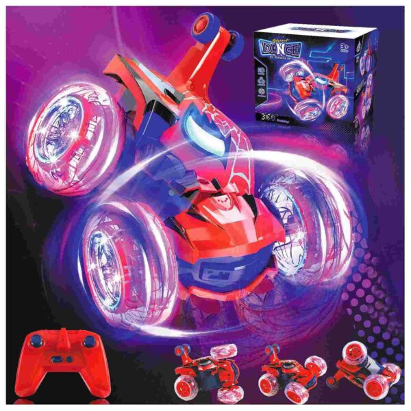Carro Telecomandado Spider Monster Stunt 360° com Luzes LED - Vermelho