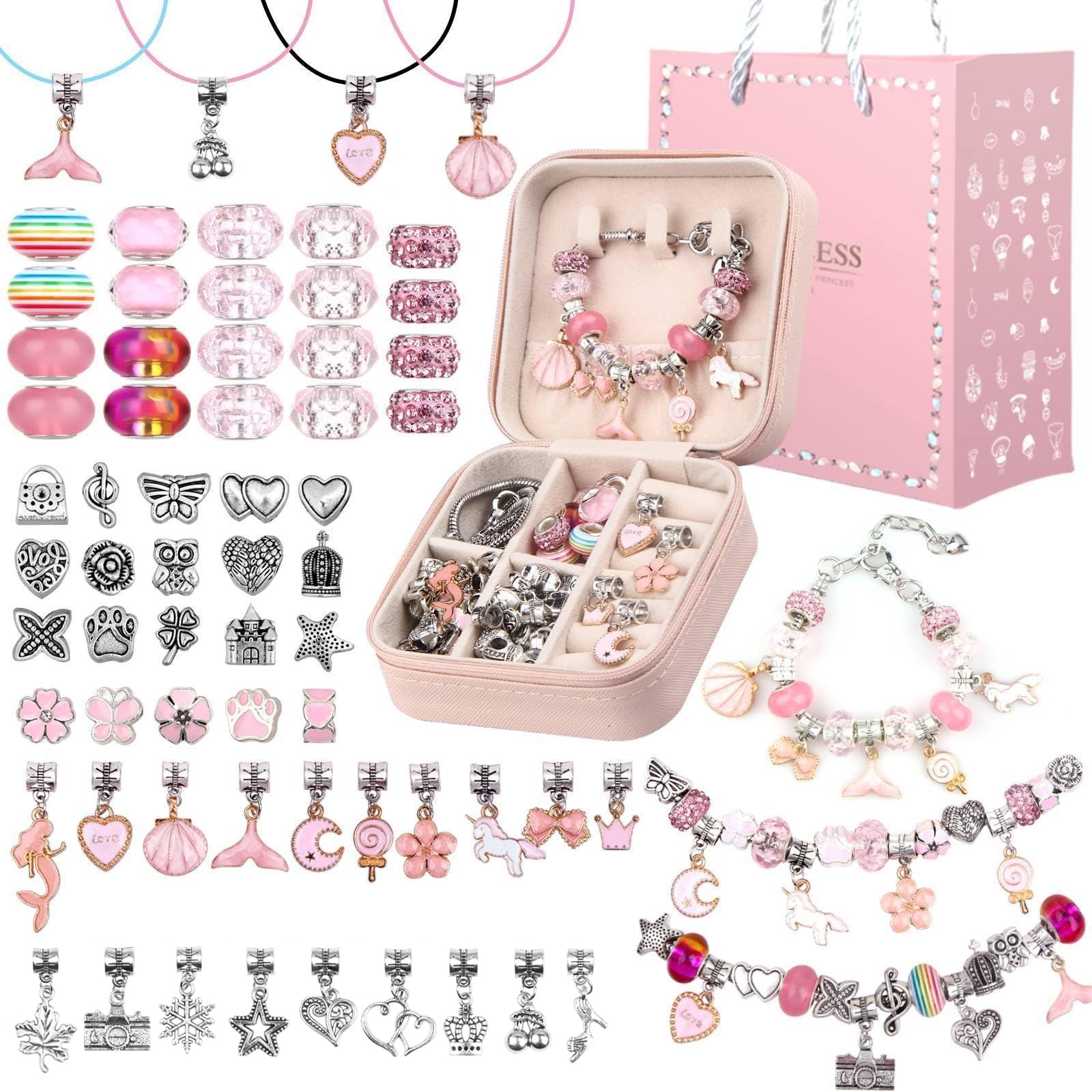 Kit de Fabricação de Pulseiras DIY 66 Peças com Pendentes e Miçangas UFU