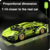 Carro de Corrida Blocos de Construção Escala 1:14 Estilo Lamborghini Brinquedo Educativo 1280 peças