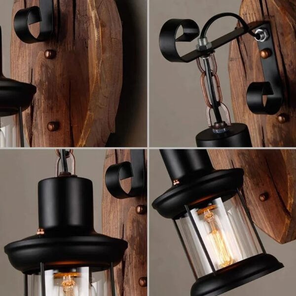 Candeeiro de Parede Industrial Vintage Retro E27 36x15 cm Estilo Loft - Preto