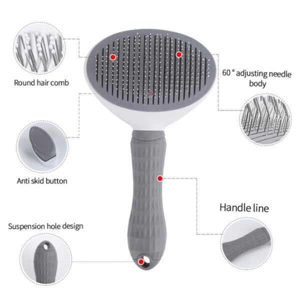 Escova para Animais  Auto-limpeza Cão e Gato Agulha Inox Retrátil Hpingd