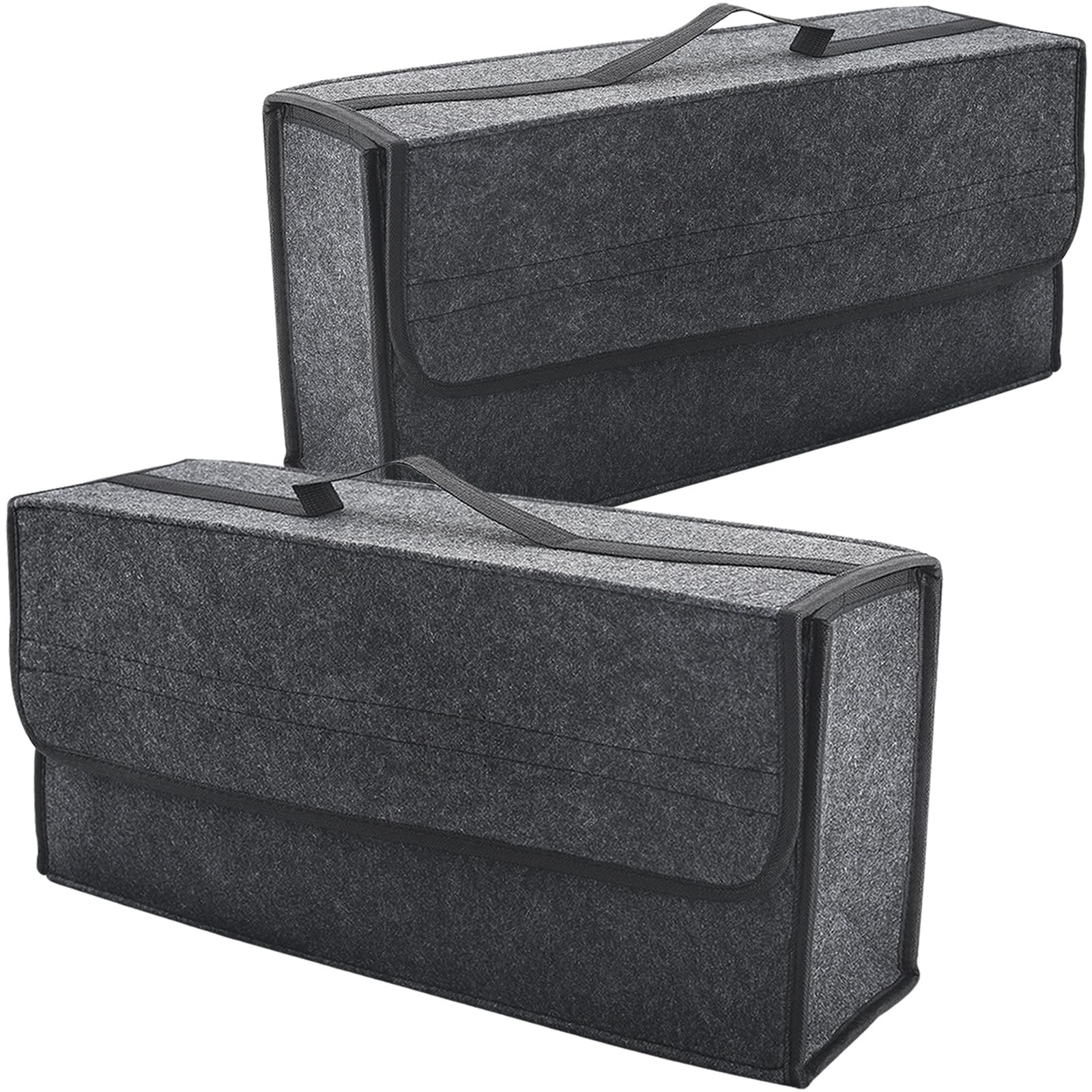 2 Organizadores de Bagageira Dobráveis com Tampa e Antiderrapante Feltro Universal 50x24x17 cm