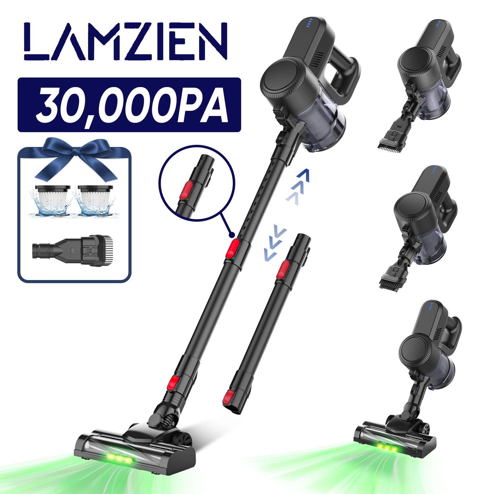 Aspirador Vertical Sem Fios V8 30000Pa 40min Autonomia LAMZIEN