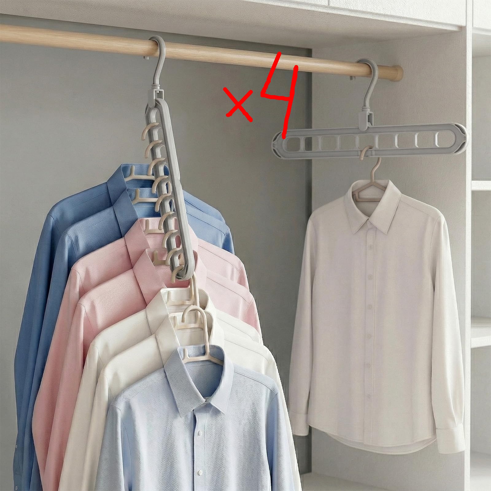 4 Cabides Organizadores Multiusos Poupa Espaço para Roupa e Acessórios - Cinzento