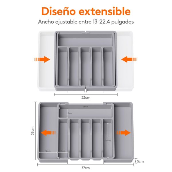 Organizador de Talheres Extensível e Ajustável para Gaveta 57x38 cm