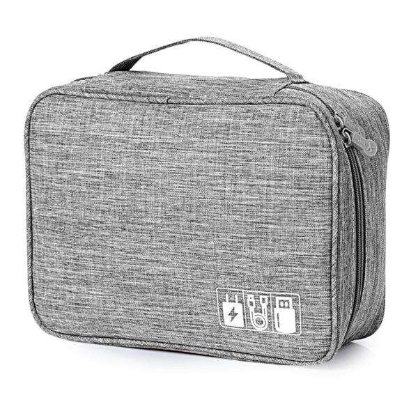 Bolsa Organizadora de Cabos Viagem 2 Camadas Impermeável - Cinzento