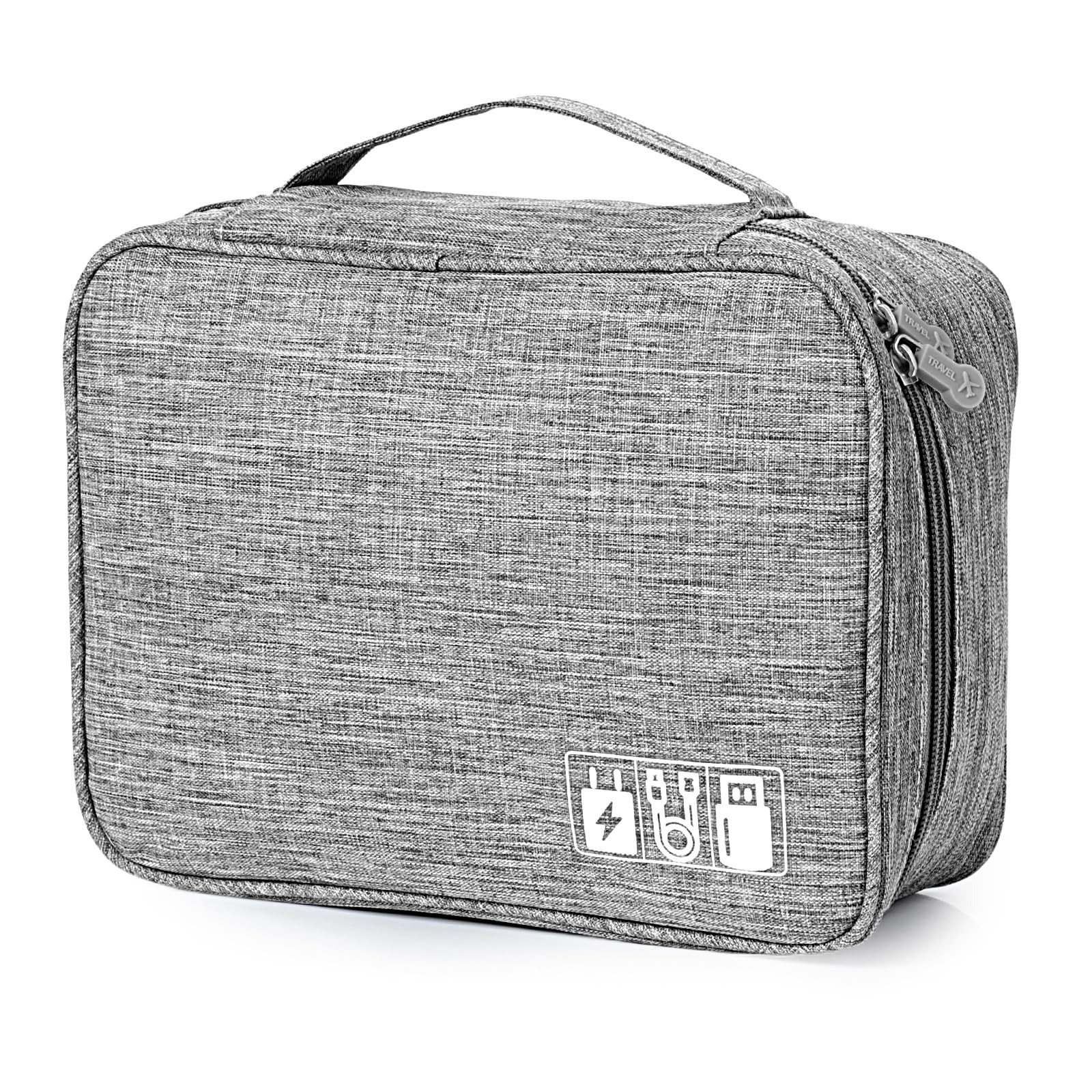 Bolsa Organizadora de Cabos Viagem 2 Camadas Impermeável - Cinzento