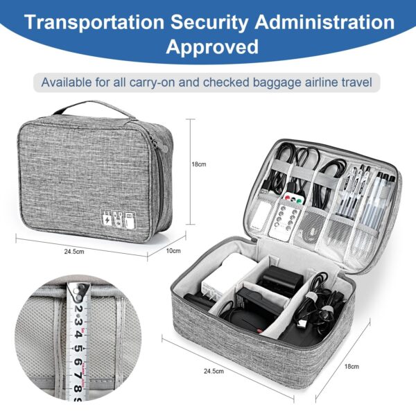 Bolsa Organizadora de Cabos Viagem 2 Camadas Impermeável - Cinzento