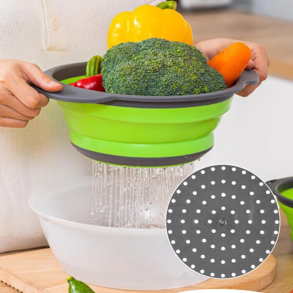 Conjunto de 2 Escorredores Dobráveis Multiusos para Cozinha e Campismo 24,5 cm