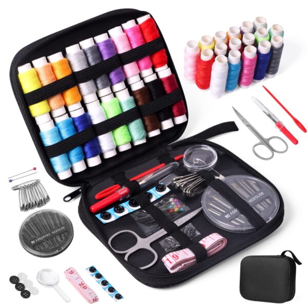 Kit de Costura Completo com Agulhas Linhas e Tesoura JUNING Normal