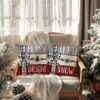 (45x45cm) Fronha de Almofada Natal Merry Bright - Vermelho e Branco