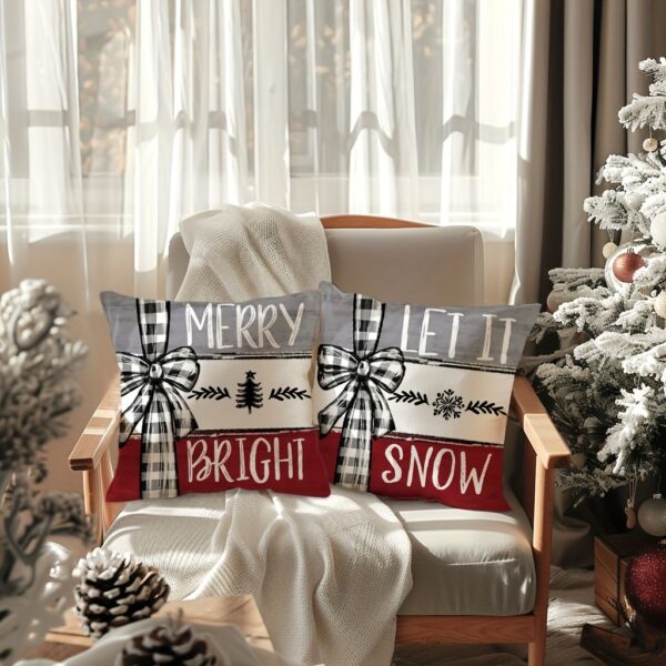 (45x45cm) Fronha de Almofada Natal Merry Bright - Vermelho e Branco