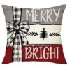 (45x45cm) Fronha de Almofada Natal Merry Bright - Vermelho e Branco