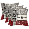 (45x45cm) Fronha de Almofada Natal Merry Bright - Vermelho e Branco