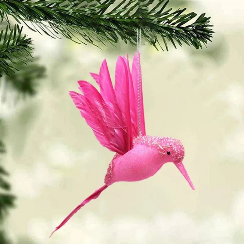 (x6) Pássaro Artificial Decorativo Beija-flor para Árvore de Natal - Colorido
